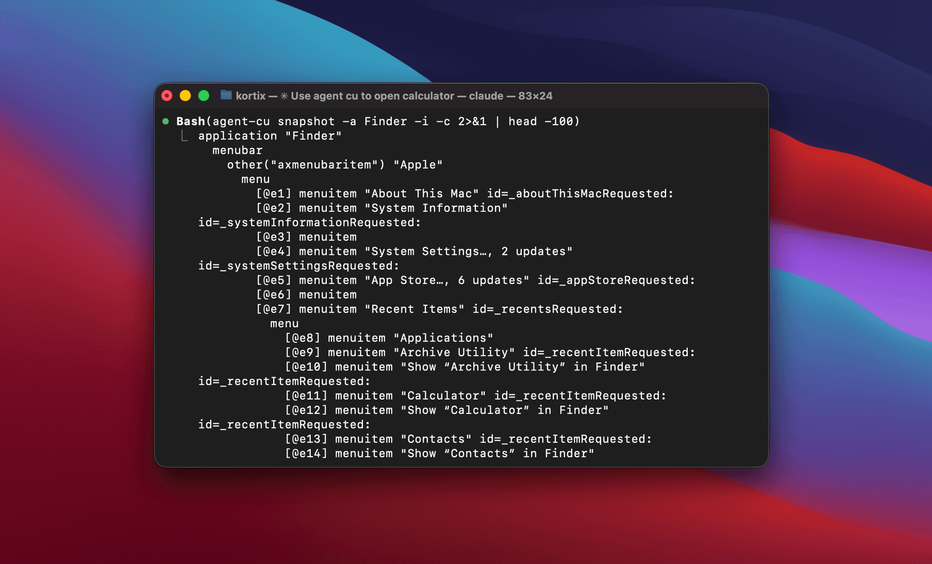 Native AX tree (Finder)