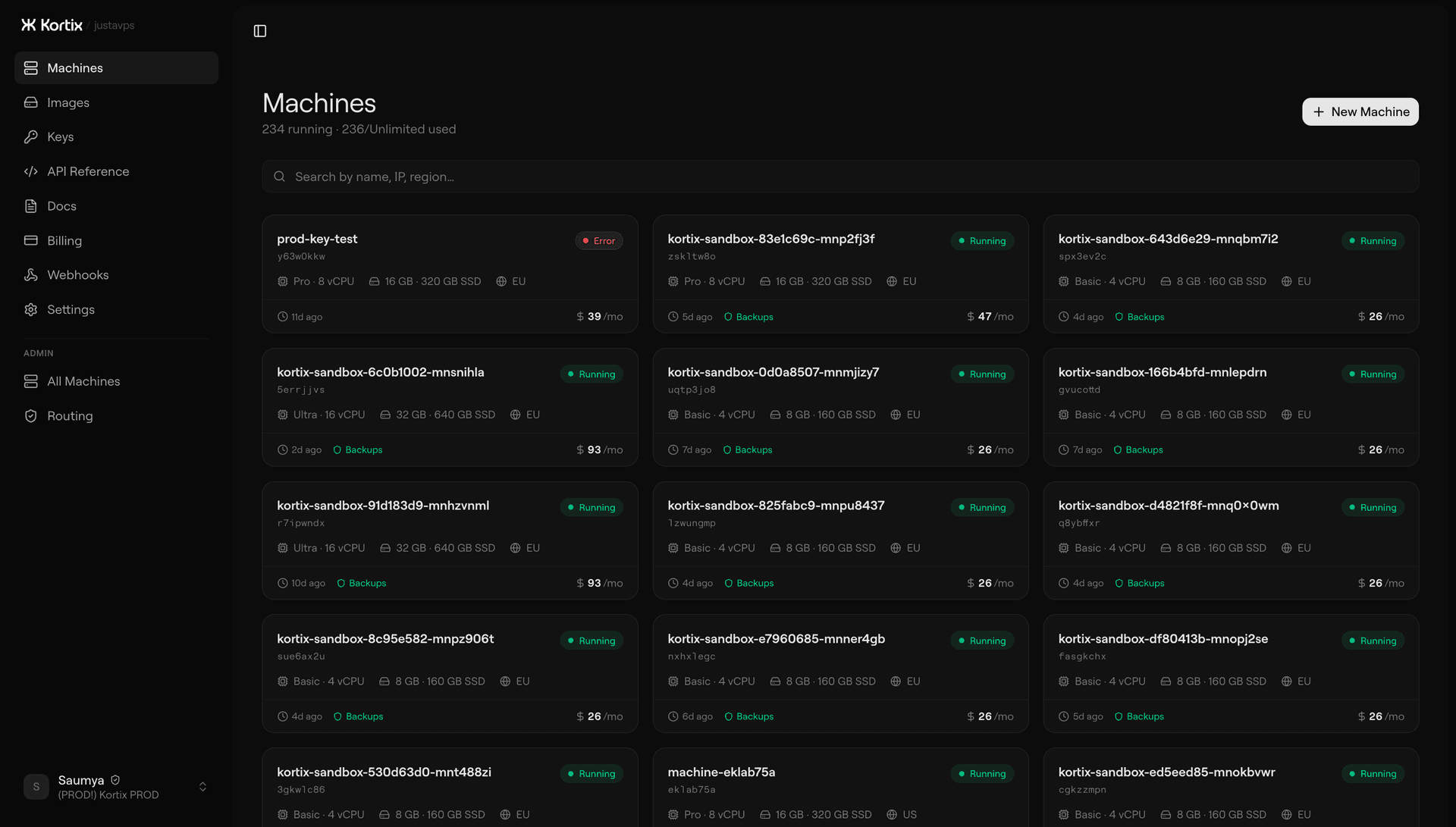 JustAVPS dashboard