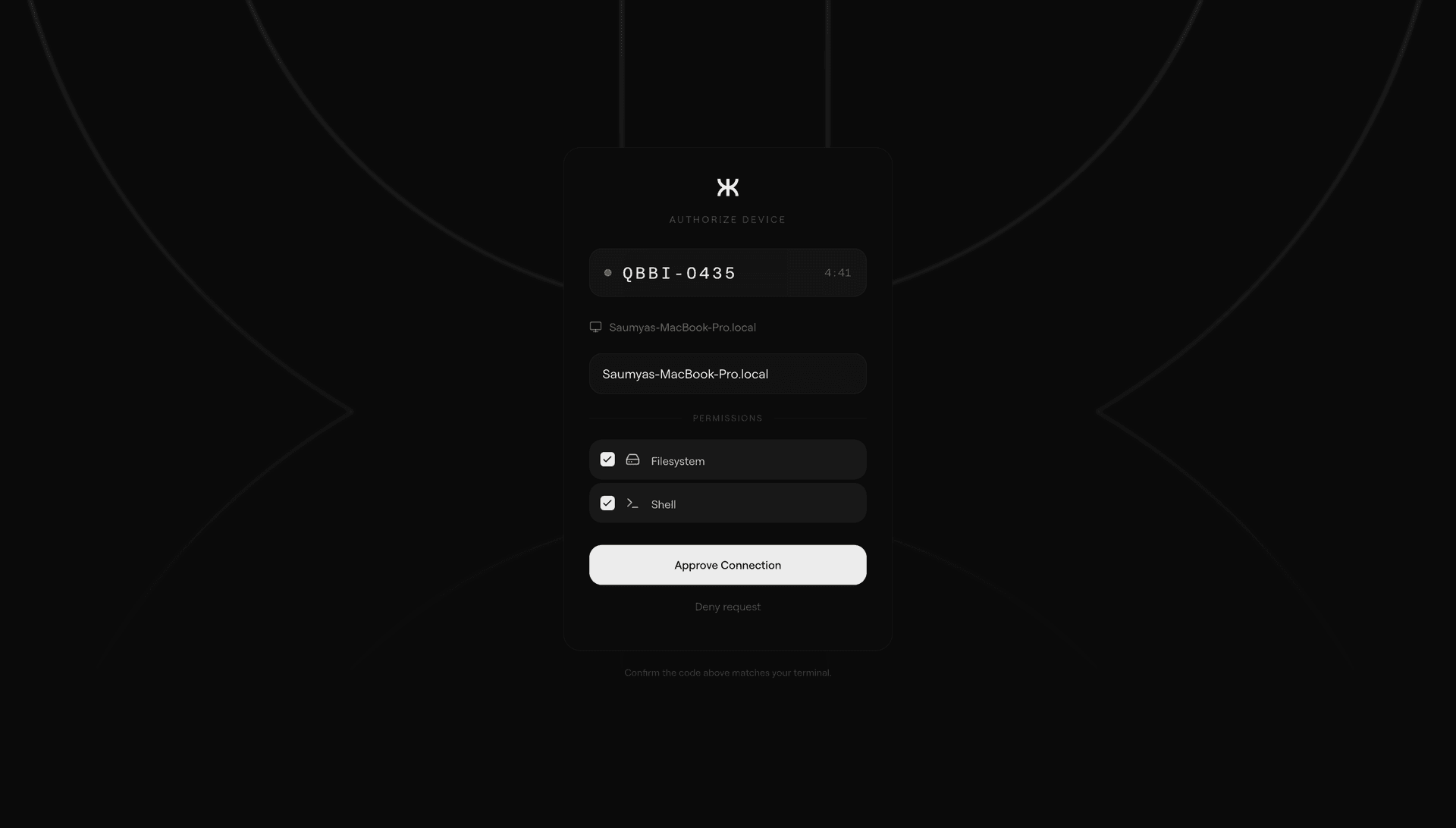 Permission prompt on device